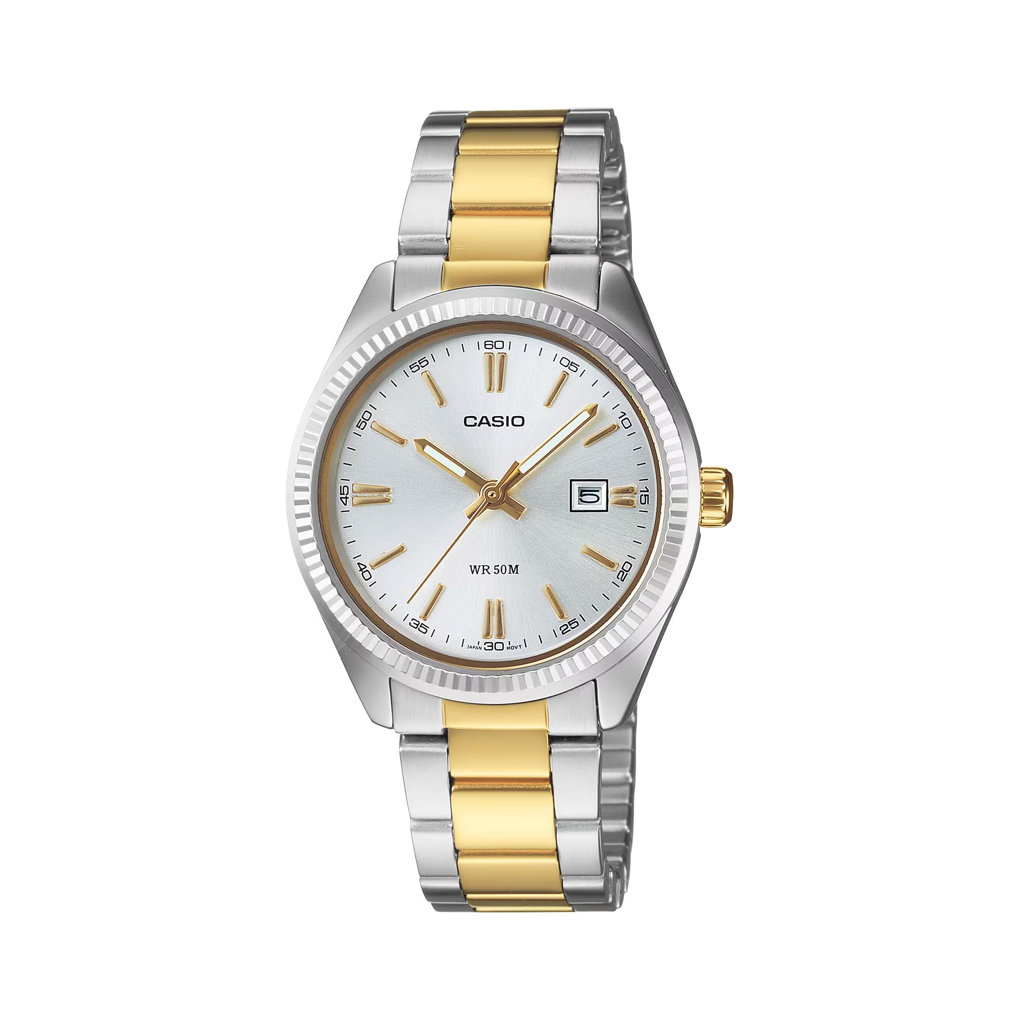 Casio - Women’s White Dial Two Tone Stainless Steel Wristwatch - LTP-1302SG-7AVDF - Silver