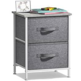 Sorbus - Nightstand with 2 Drawers - Steel Frame, Wood Top &Fabric Bins -Home, Bedroom, Office &College Dorm, Kids Bedside - Gray