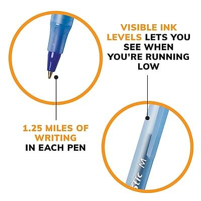 VISIBLE INK LEVELS LETS YOU SEE WHEN YOU'RE RUNNING LOW

1.25 MILES OF WRITING IN EACH PEN