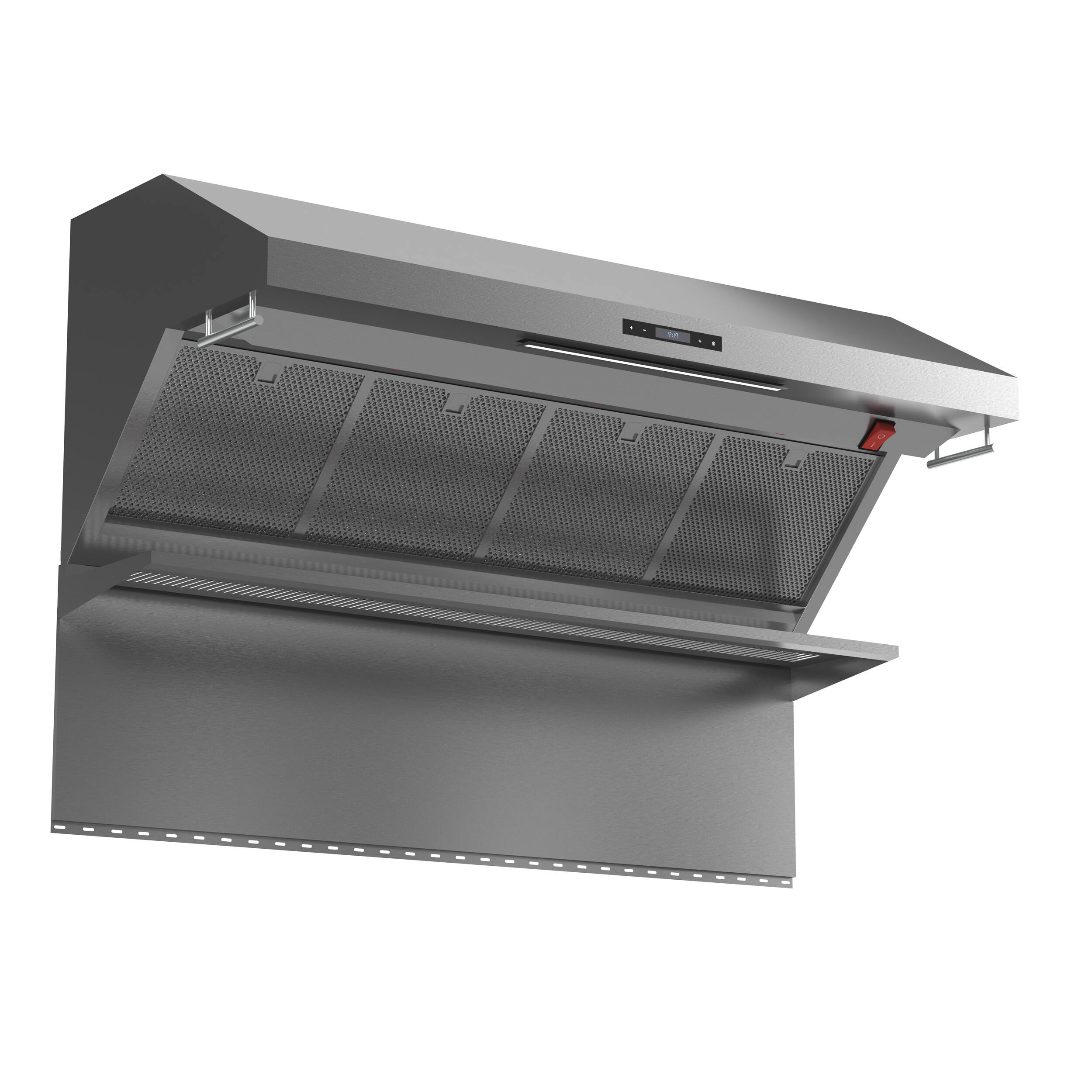 Angle. Forno Appliances - Savona 60" Wall Mount Range Hood with Hybrid Filters - Silver.