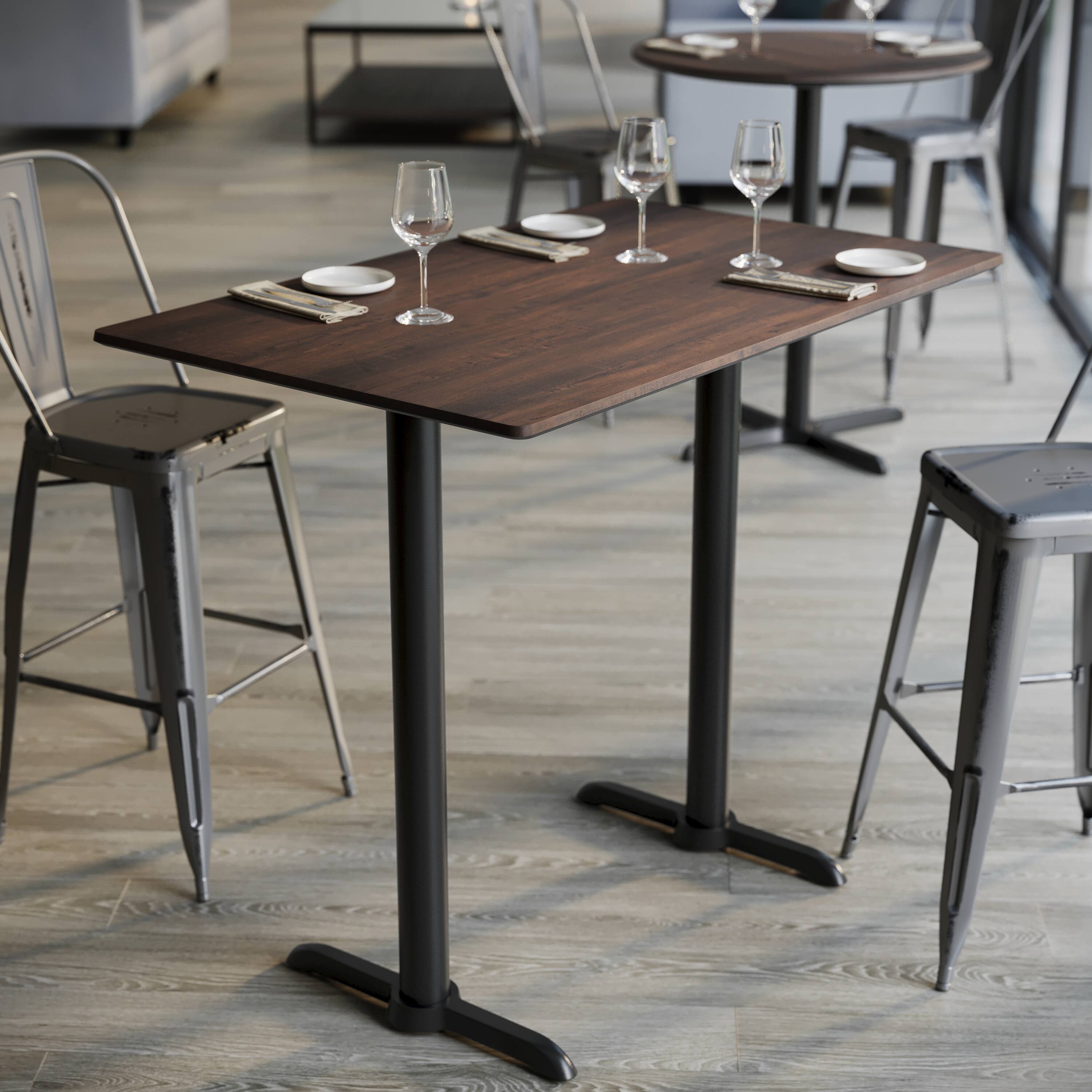 Alt View 4. Emma + Oliver - PureShield Tabletop with Seam-Free Surface Innovation and Bar Height Base - Dark Brown/Black Base.