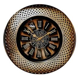 FC Design - 20"H Bronze & Black Intricately Carved Roman Numeral Round Clock - Multicolor