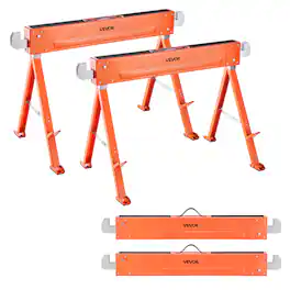 VEVOR - Saw Horses, 2 Pack Folding Work Horses, 1323 lbs Load Capacity Sawhorse with Heavy Duty Legs, All-Metal Portable Saw - Orange