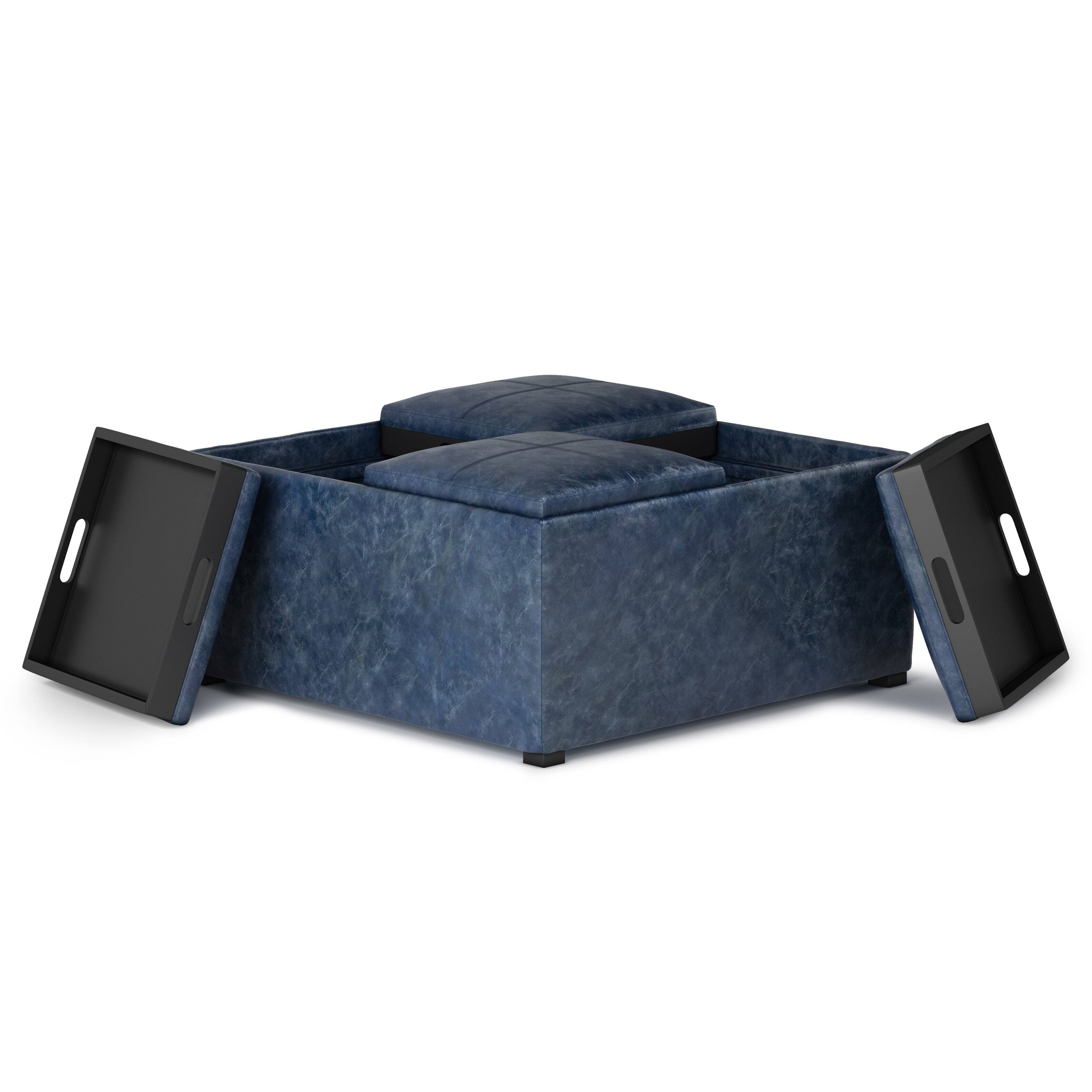 Alt View 12. Simpli Home - Avalon Square Coffee Table Storage Ottoman - Denim Blue.
