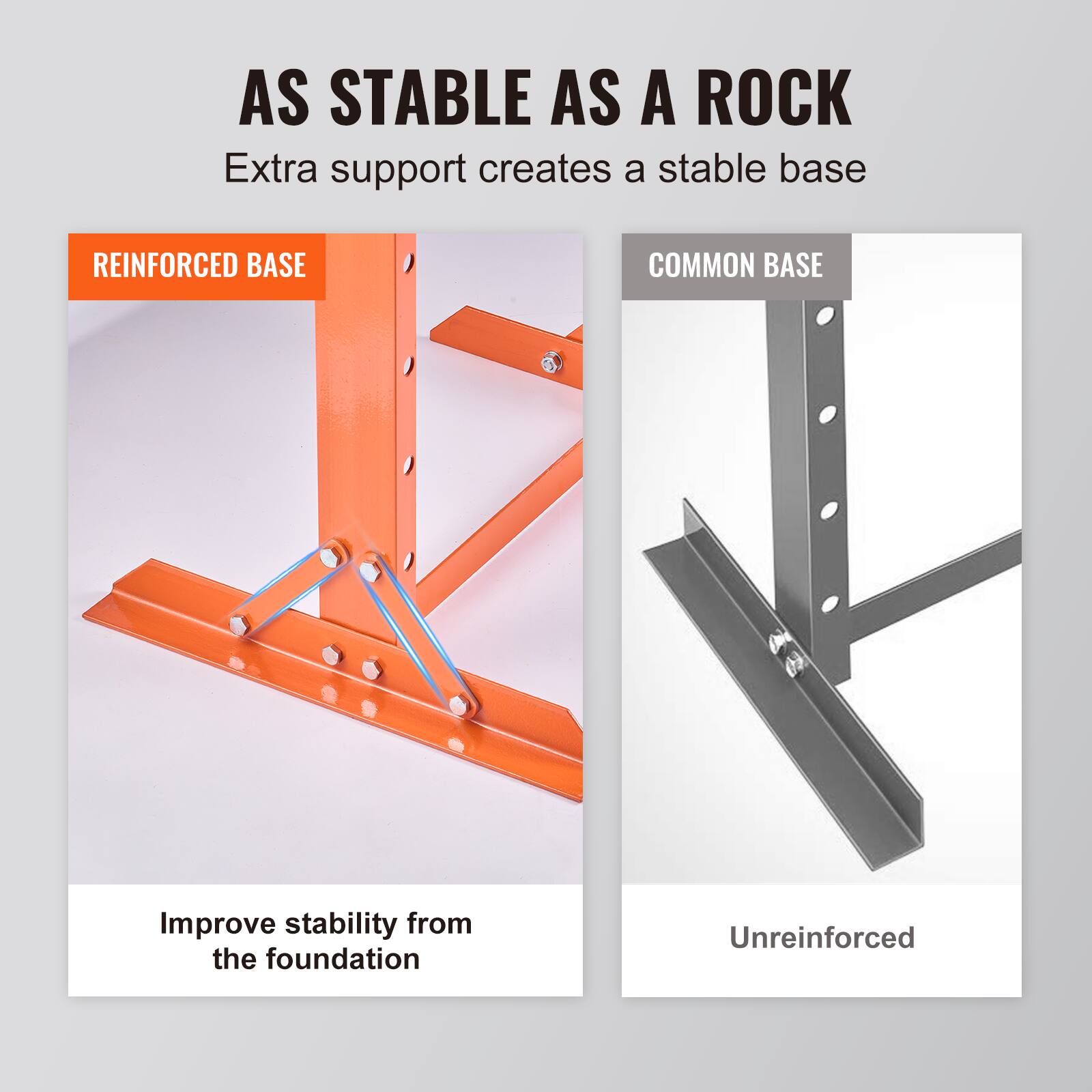 AS STABLE AS A ROCK  
Extra support creates a stable base  

REINFORCED BASE  
Improve stability from the foundation  

COMMON BASE  
Unreinforced
