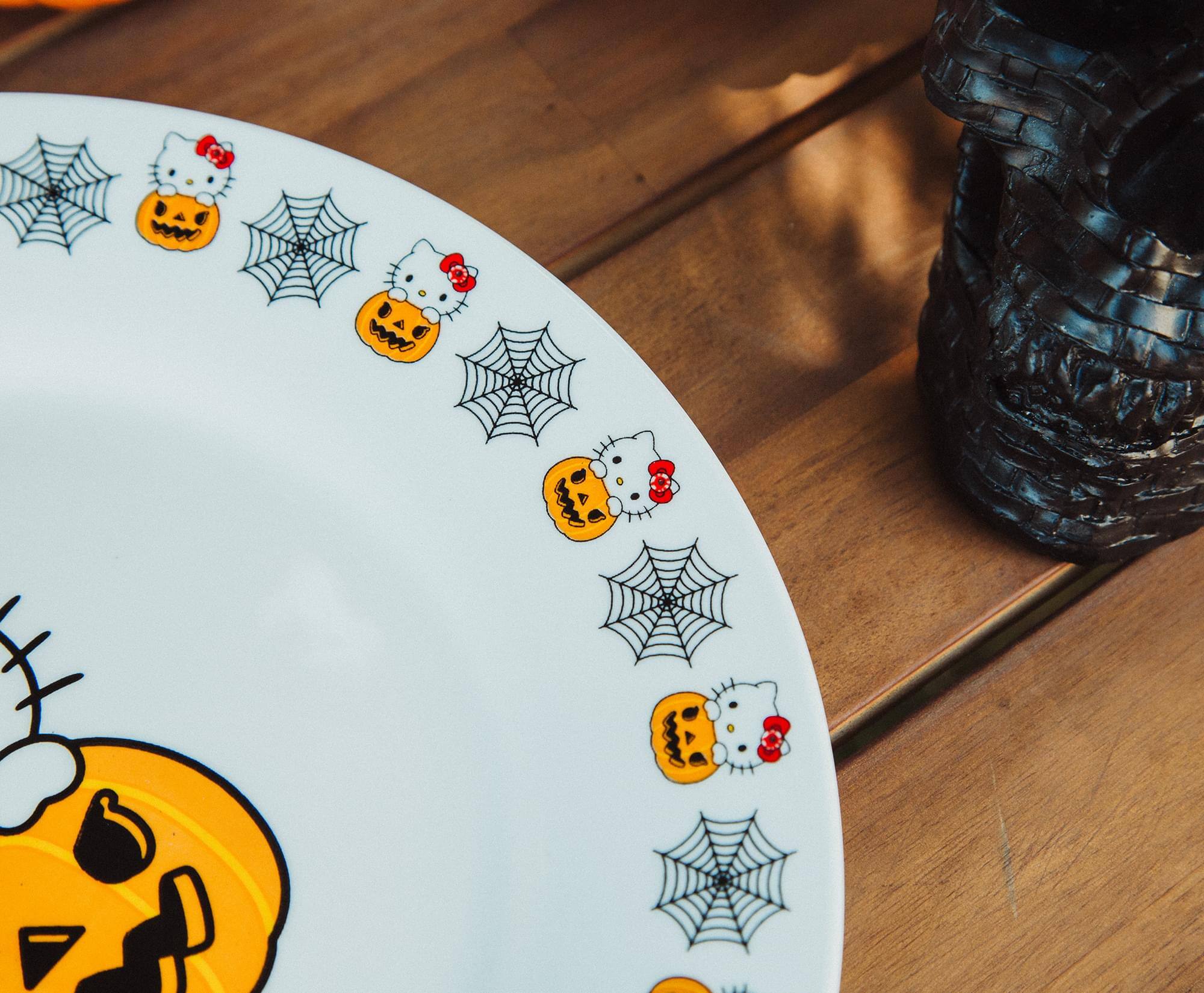 Alt View 2. Silver Buffalo - Sanrio Hello Kitty Pumpkin Boo 11-Inch Ceramic Dinner Plate - Orange.