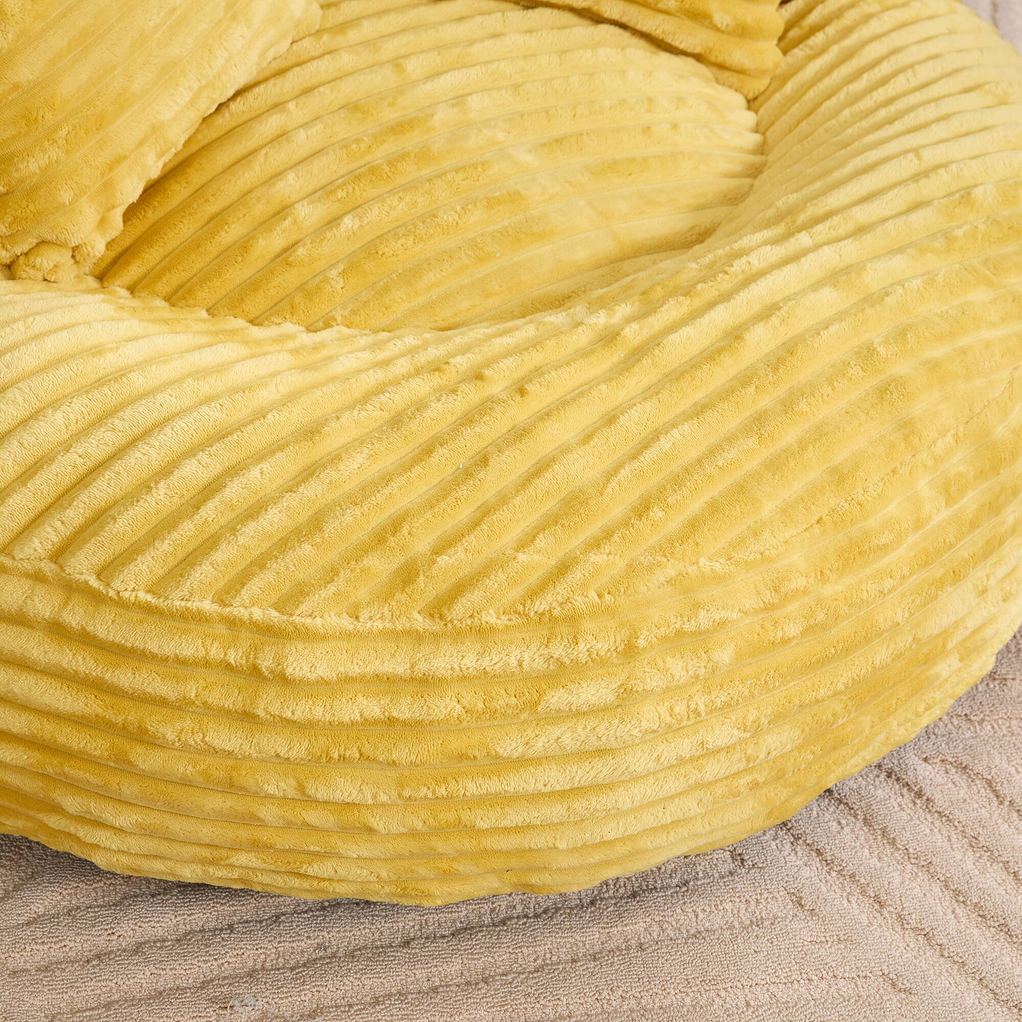 Alt View 8. Meqiodas - Bean Bag Chairs, Bean Bag Sofa for Adults, Kids,Oversized Corduroy Bean Bag Chair with 3 Pillows & Armrest - Yellow.