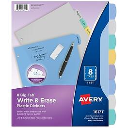 Avery - Big Tab Write & Erase Plastic Divider, 8 Tabs, 1 Set - Multicolor