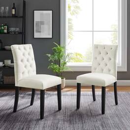 Duchess Performance Velvet Dining Chairs Set of 2 by Modway - White