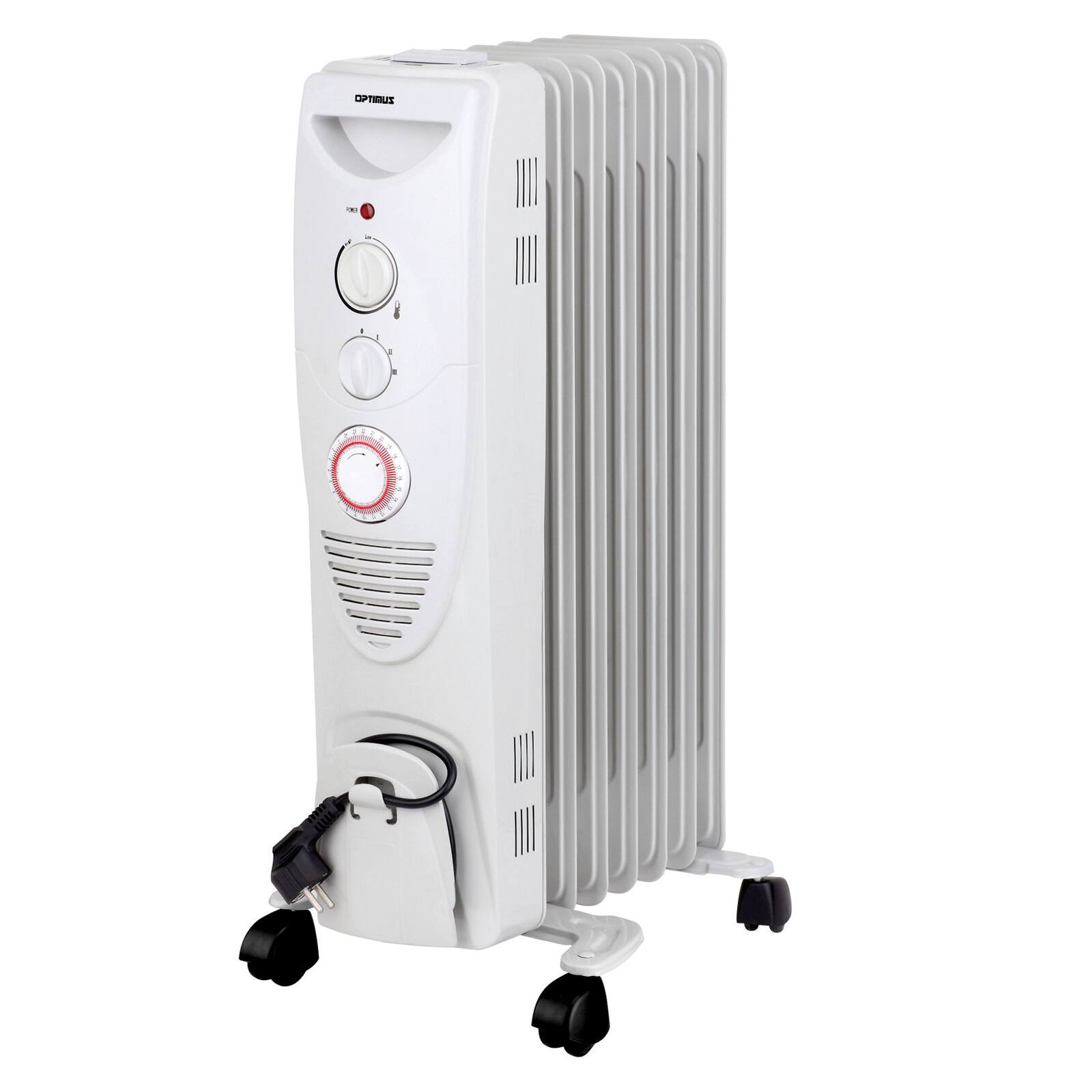 Front. Optimus - Optimus Portable 7 Fins Oil Filled Radiator Heater with Timer - White.