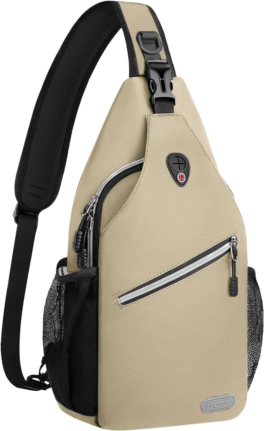 mosiso - Sling Backpack Multipurpose Crossbody Shoulder Bag Travel Hiking Daypack - Beige