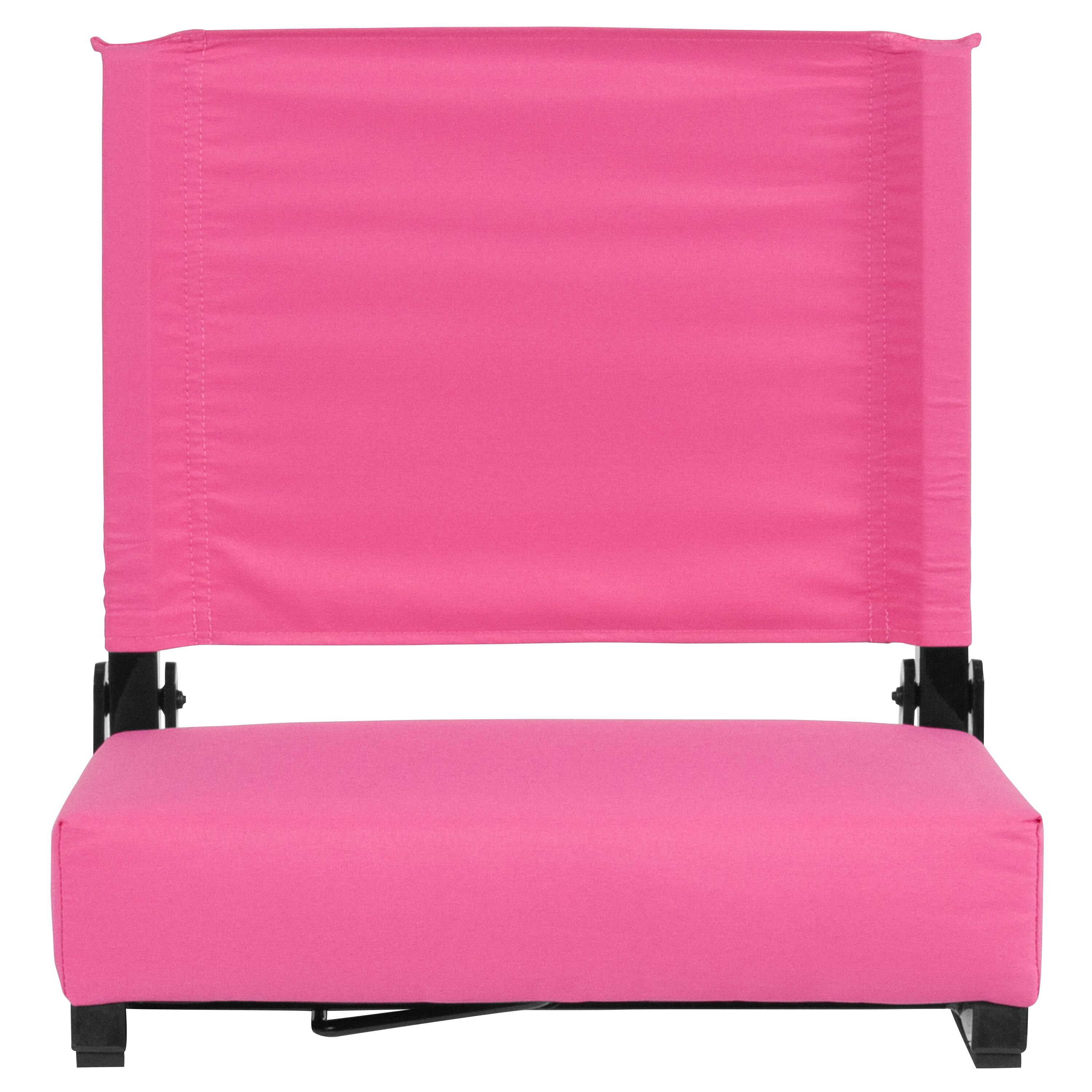 Alt View 5. Emma + Oliver - 500 lb. Rated Lightweight Stadium Chair with Handle & Ultra-Padded Seat - Pink.