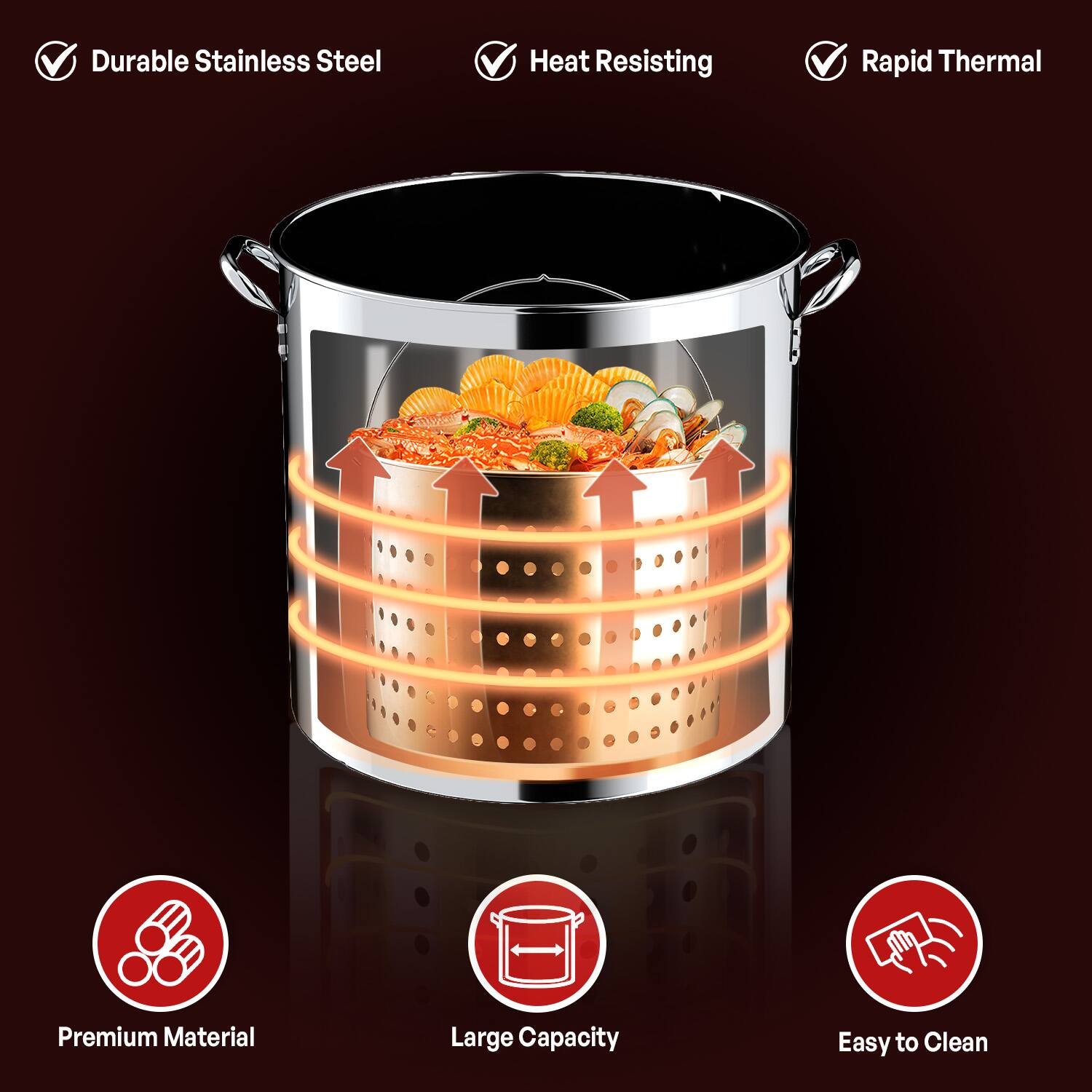 - Durable Stainless Steel
- Heat Resisting
- Rapid Thermal
- Premium Material
- Large Capacity
- Easy to Clean