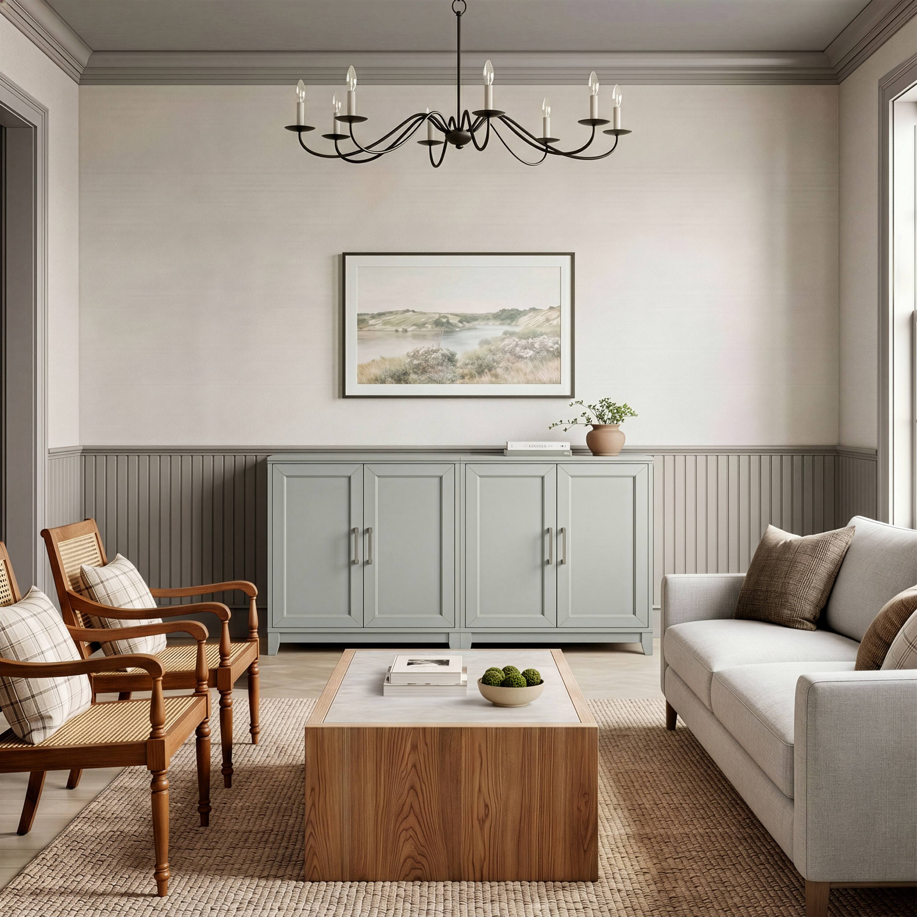 Alt View 5. Martha Stewart - Bedford Set of 2 Modular Storage Cabinets with Adjustable Shelf, Soft-Close Doors, Solid Wood Frames and Legs - Bedford Gray/Brushed Stainless Steel Hardware.