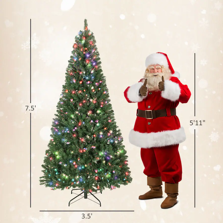 Homcom Prelit Christmas Tree with RGB Dynamic LEDs, Remote Control ...