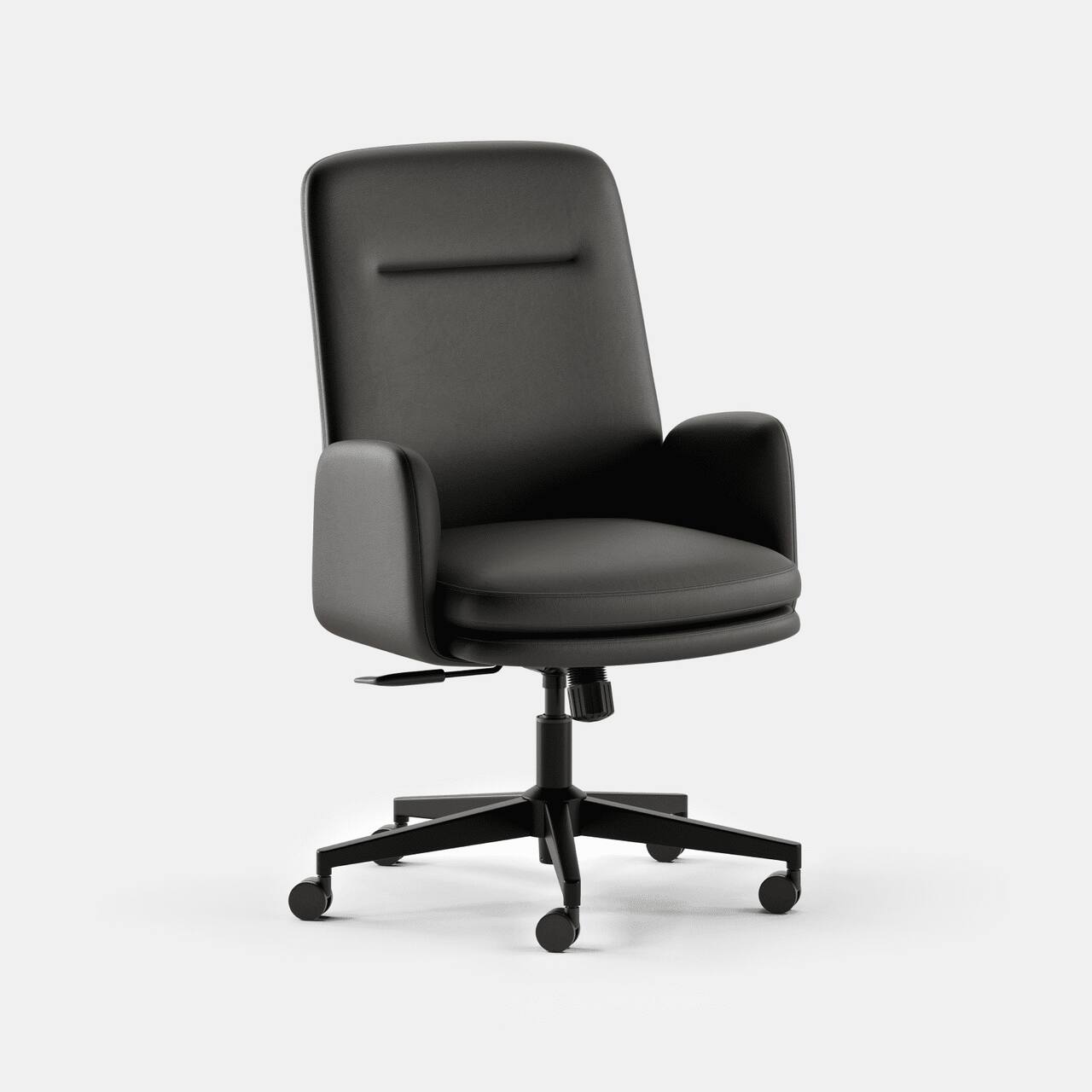 Angle. Branch Furniture - Branch Vegan Leather Softside Mid-Century Modern High Back Office Chair – Adjustable Height, Cloud-Like Comfort - Black.
