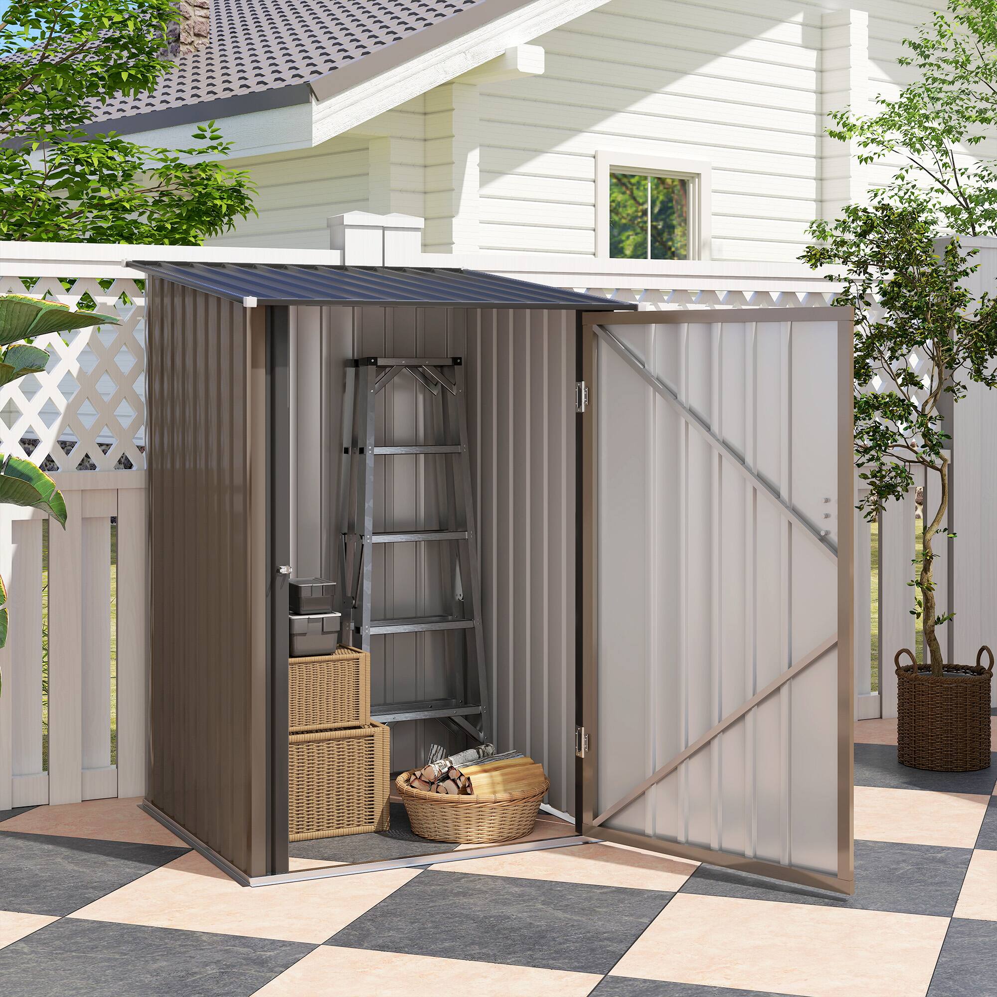 Alt View 7. Outsunny - 3.3' x 3.4' Lean-to Garden Storage Shed.