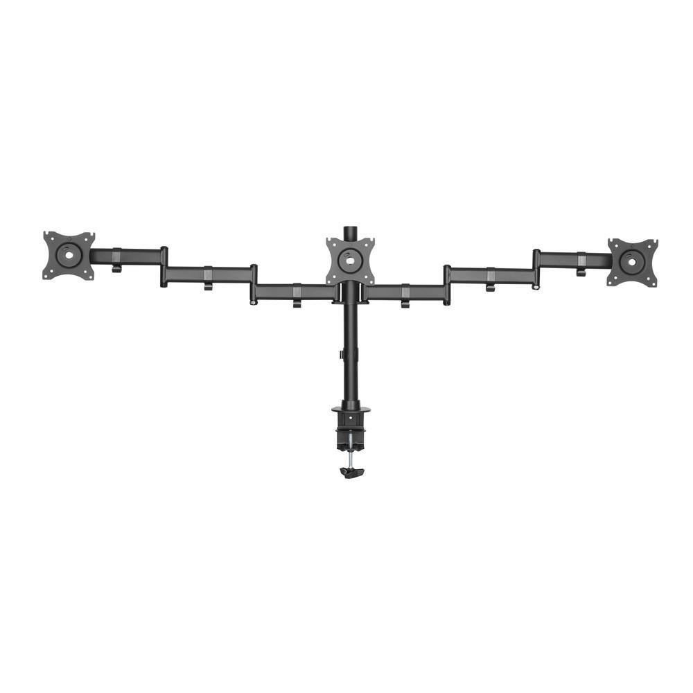 Alt View 2. Rocelco - Triple Monitor Desk Mount - VESA pattern, Three Articulated Full Motion Adjustable Arms, Grommet and C Clamp, Black - Black.