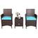 Front. Costway - 3PCS Patio Rattan Furniture Set Cushioned Sofa Glass Tabletop Deck - Blue,Mix Brown.