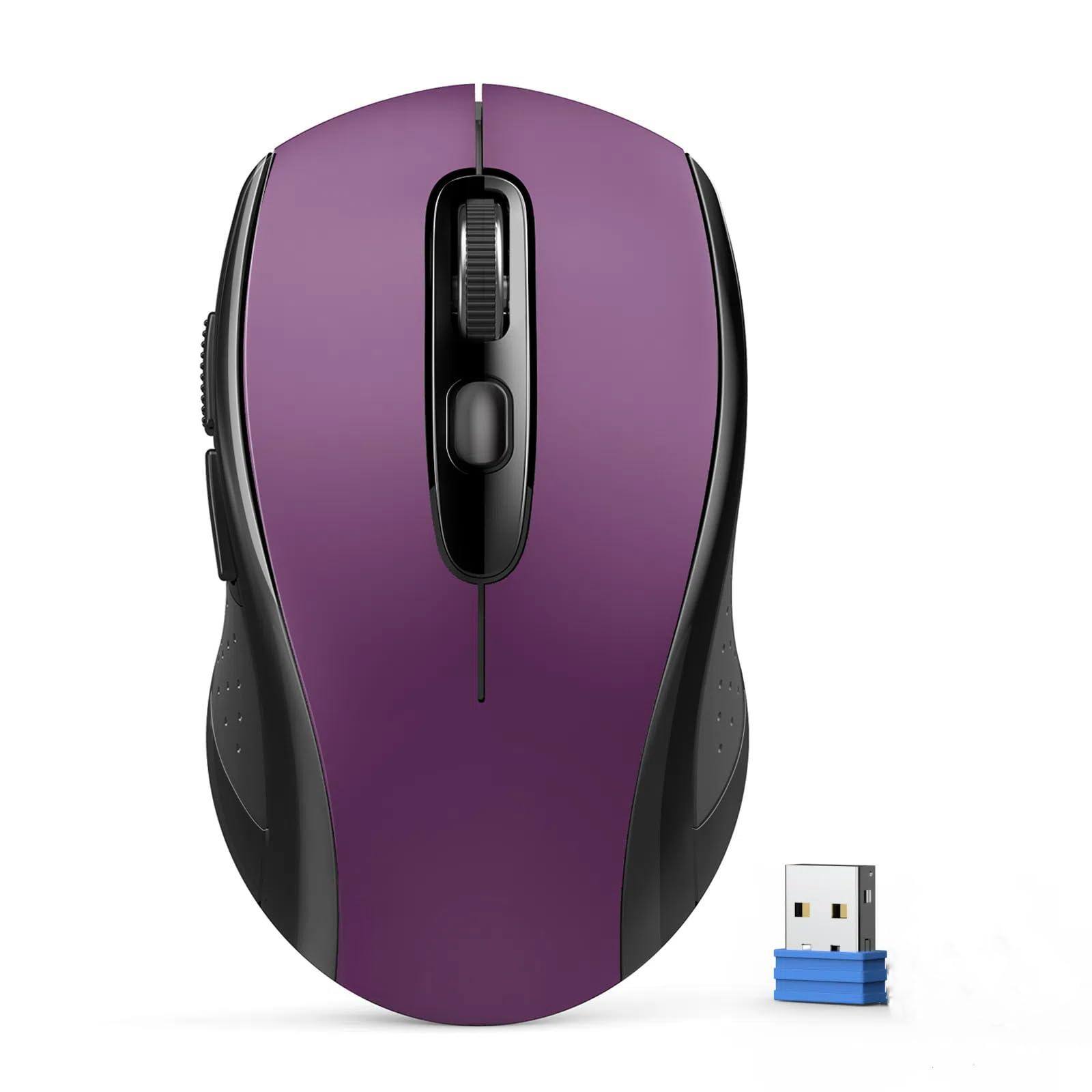 Front. Cedar Assembly - Mouse Wireless Mice For Laptop 2 in 1 Computer With Usb Receiver - Purple-USB-A+Bluetooth.