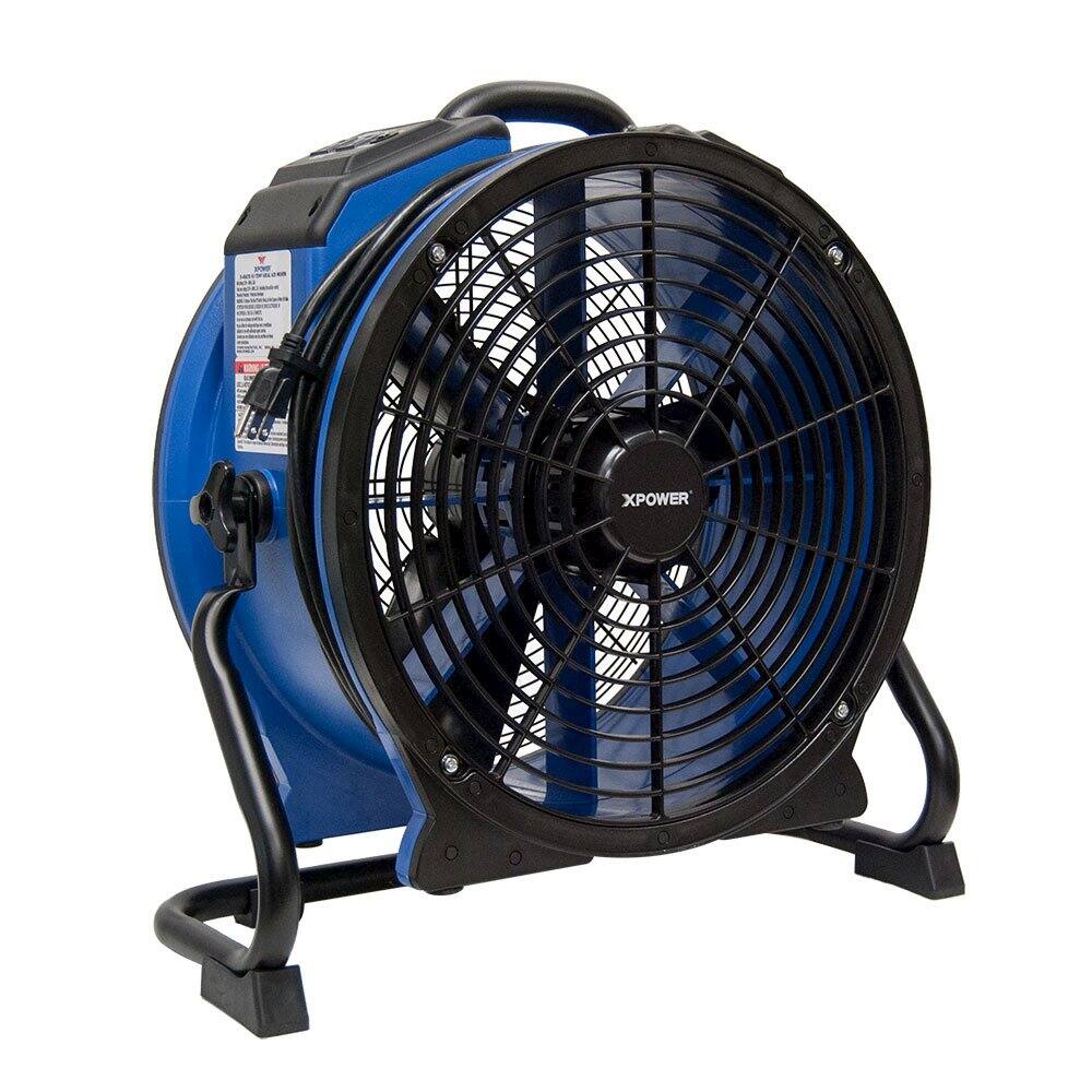 Angle. XPOWER - 1/3 HP 3600 CFM High Temperature Variable Speed Air Mover, Blower, Fan - Blue.