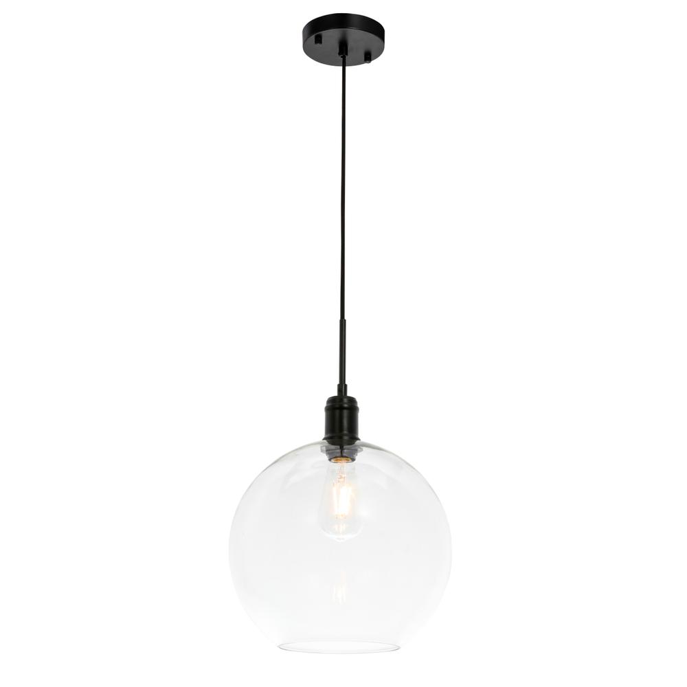 Alt View 4. Living District - Emett 1 light Black and Clear glass pendant - Black And Clear Glass.