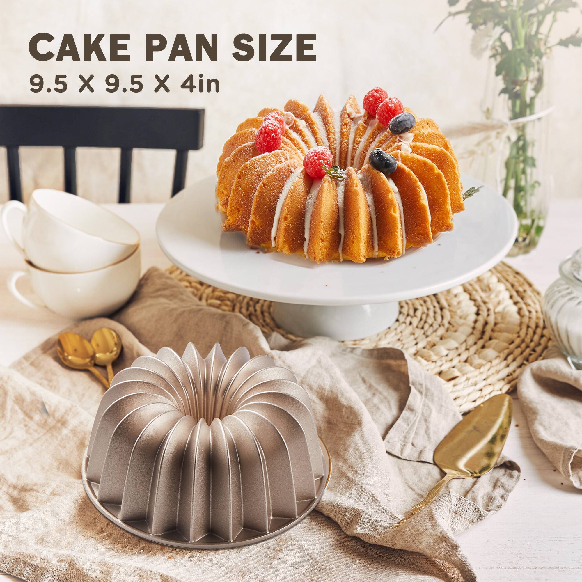 CAKE PAN SIZE  
9.5 X 9.5 X 4in