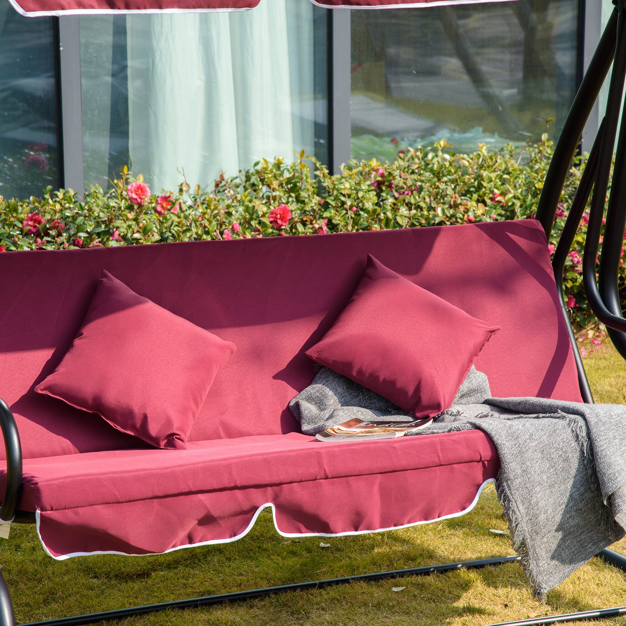 Alt View 5. Outsunny - Outsunny 3-Seat Outdoor Patio Swing Chair Converting Flatbed.