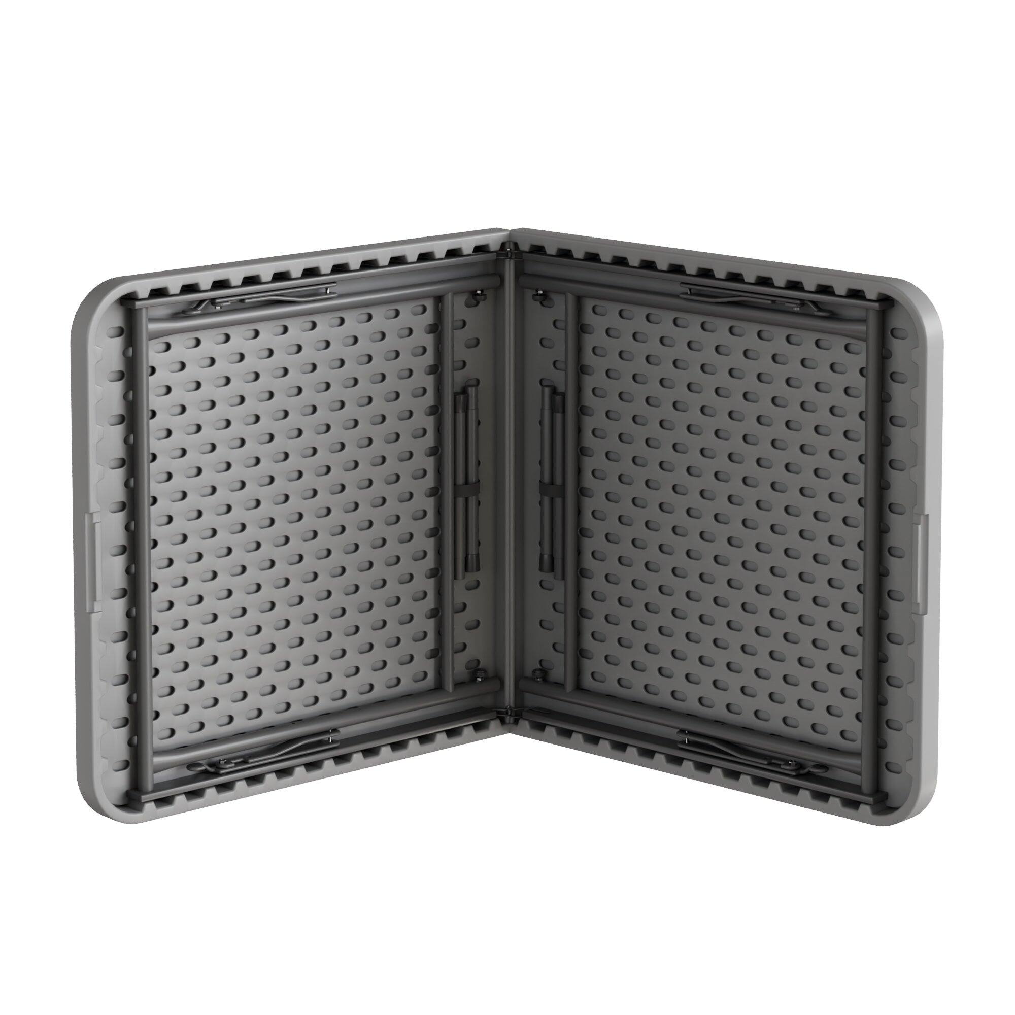Back. Vecelo - Portable Folding Card Table– HDPE Space Saving Folding Table for Indoor Outdoor Events - Grey.