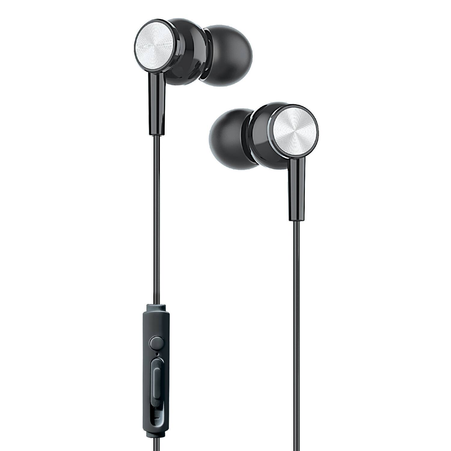 Back. Xyst - 3.5mm Stereo In-Ear Earbuds with Microphone - Black.