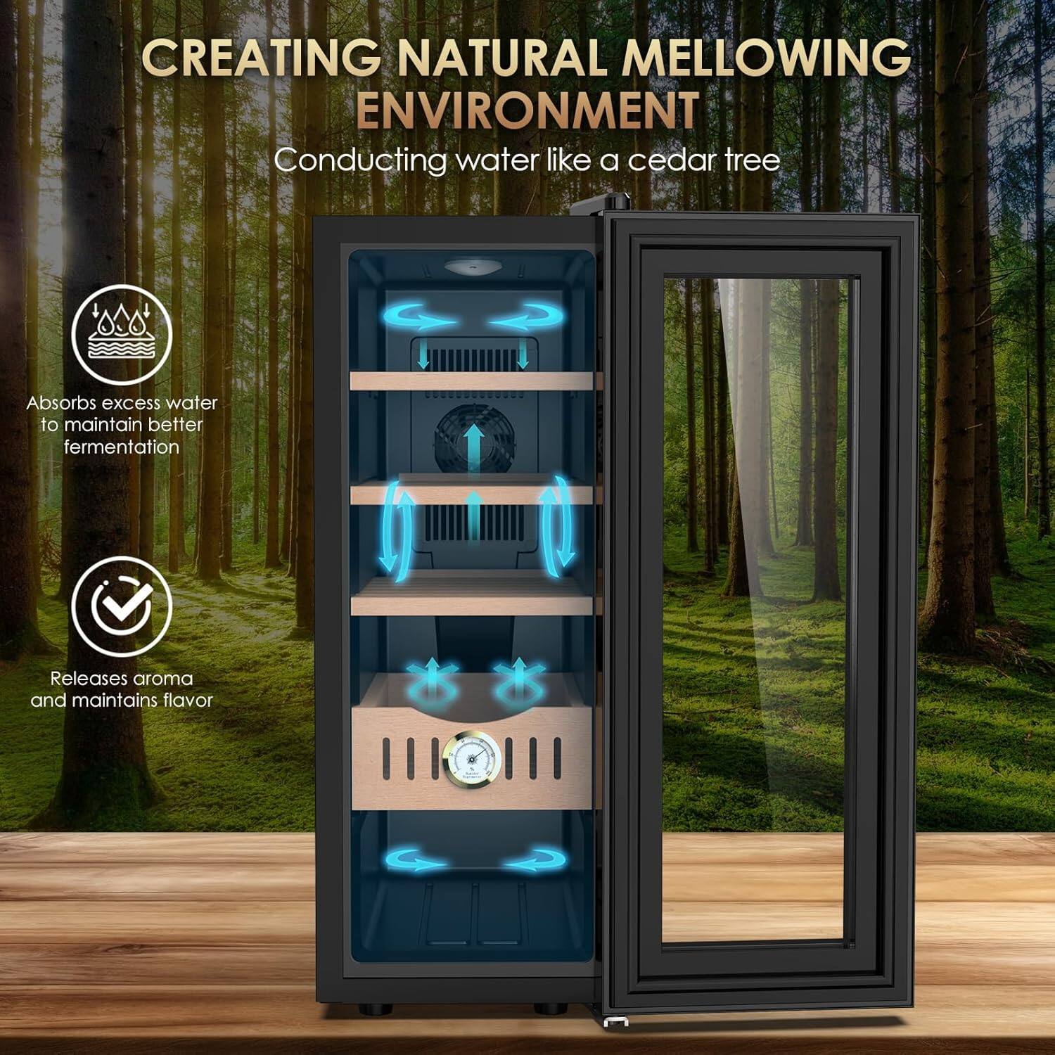 CREATING NATURAL MELLOWING ENVIRONMENT  
Conducting water like a cedar tree  

- Absorbs excess water to maintain better fermentation  
- Releases aroma and maintains flavor