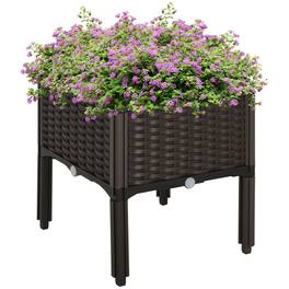 Outsunny - 1 Piece Raised Garden Bed with Legs, Self-Watering Planter Box Raised Bed to Grow Flowers, Herbs & Vegetables - Brown