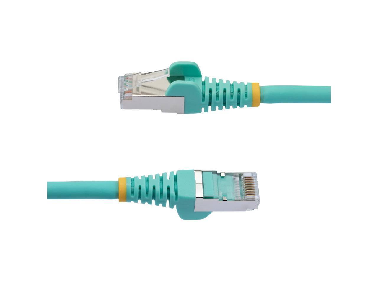Alt View 2. StarTech.com - StarTech 1ft CAT6a Ethernet Cable, Aqua, LSZH, 10GbE 500MHz, 100W PoE++, Snagless RJ-45, S/FTP.