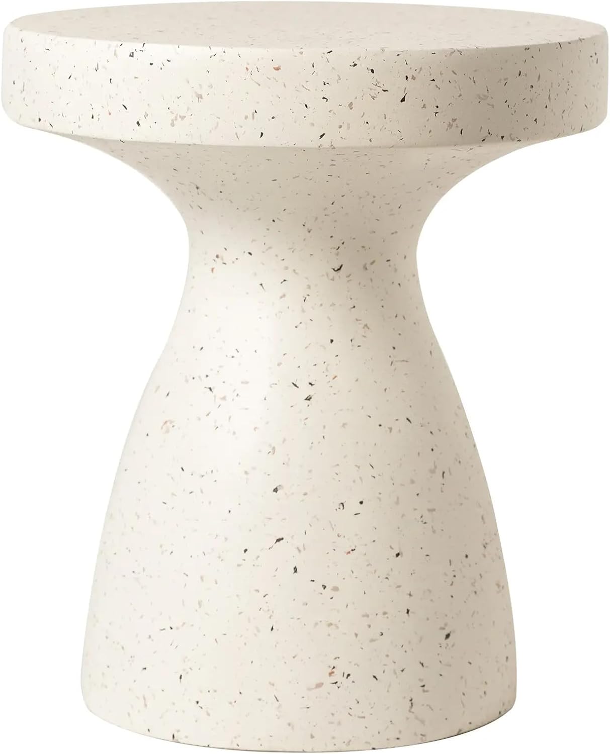 Alt View 4. LeisureMod - Wisp Hourglass Fiberstone Side Table, Modern Indoor/Outdoor Accent Table - No Assembly - Terrazzo White.