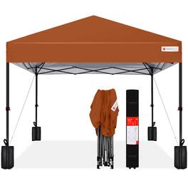 Best Choice Products - 10x10ft Easy Setup Pop Up Canopy w/ 1-Button Setup, Wheeled Case, 4 Weight Bags - Rust