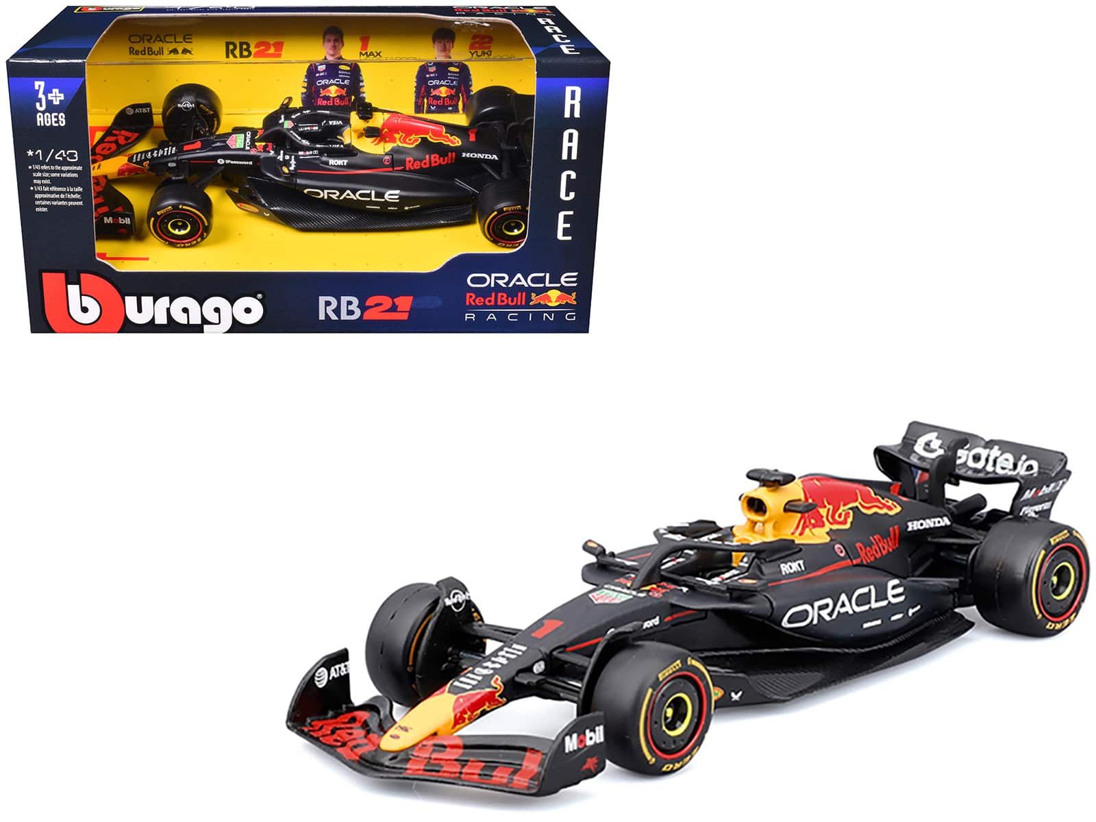 Bburago - Red Bull Racing RB21 #1 Max Verstappen "Oracle" Formula One F1 World Championship (2025) "Race" Series 1/43 - Multi