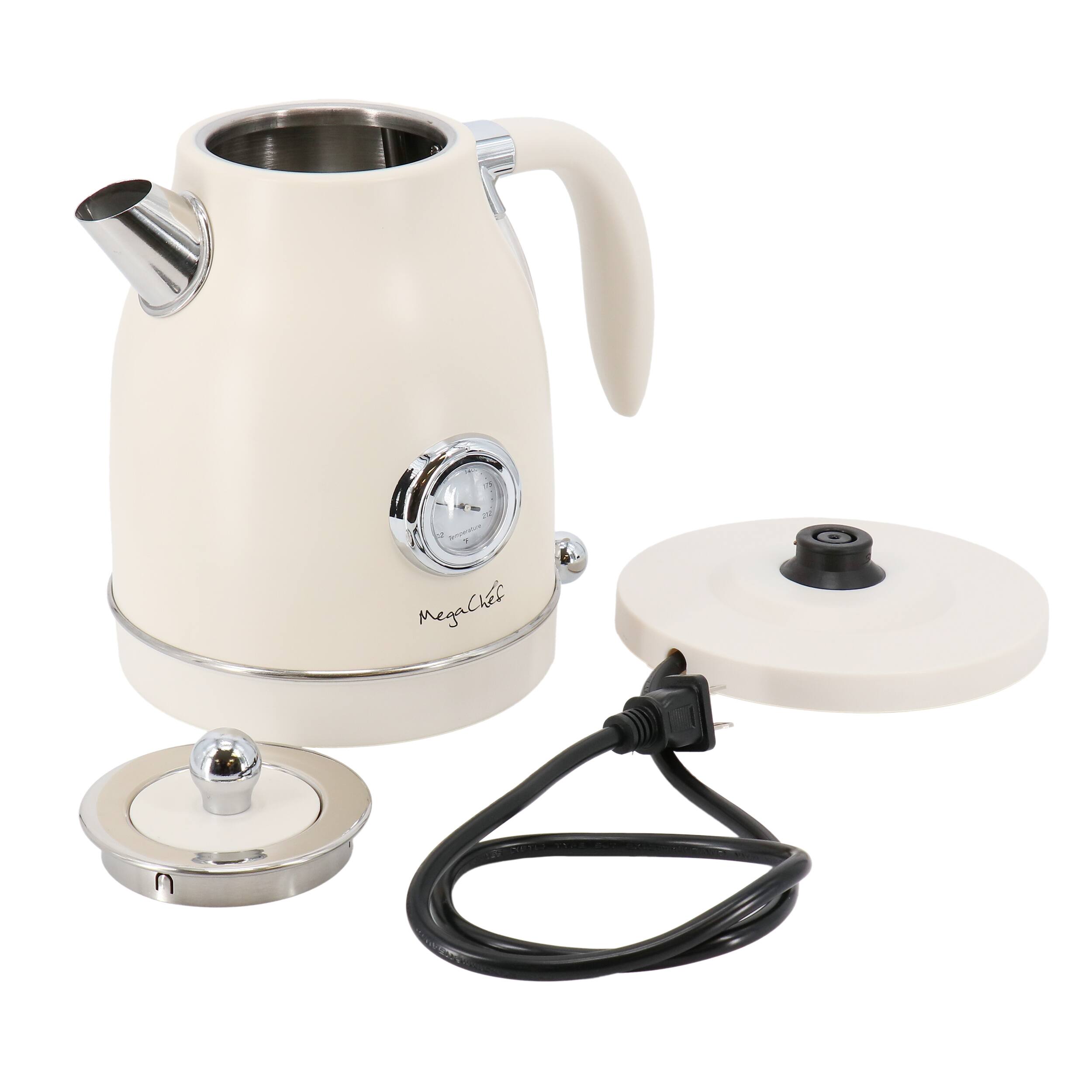 Alt View 2. MegaChef - MegaChef 1.8 Quart Electric Tea Kettle and 2 Slice Toaster Combo in Matte Cream - Cream.