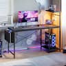 RSPGAME - 51.3'' Gaming Desk with LED & Storage Drawer Ergonomic Computer Desk Headphone Hook, PC Gaming Desk for Home Office - Black