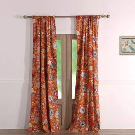 Greenland Home Fashions - Greenland Home Fashion Astoria Festive And 3" Rod Pocket Window Curtain Panel Pair - 42x95" - Spice