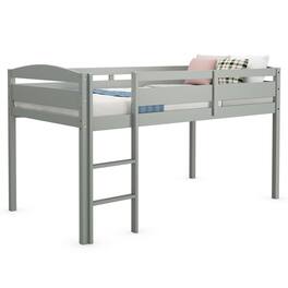 Ecooso - Wooden Twin Low Loft Bunk Bed Frame with Guardrail and Ladder for Kids - Gray