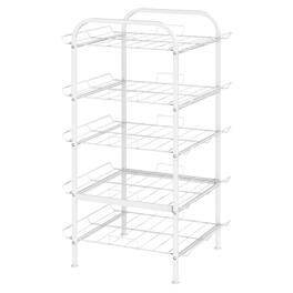 Oumilen - 5-Tier Water Bottle Storage Rack, Anti-Rust Beverage Bottle Organizer Stand, White - White