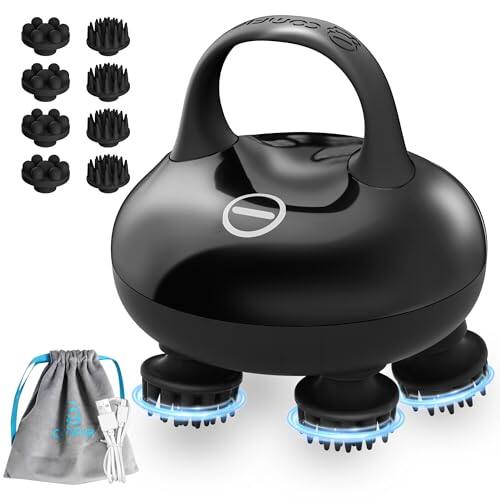 The Best Inks - Head Scalp Massage Hair Growth With 3 Kneading Modes Waterproof Body For Cat Massage - Black