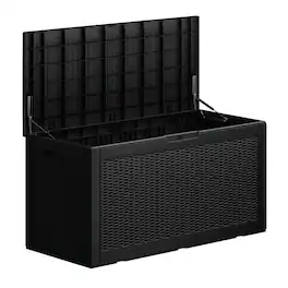Mondawe - 100 Gallons Resin Lockable Waterproof Outdoor Deck Box - Black