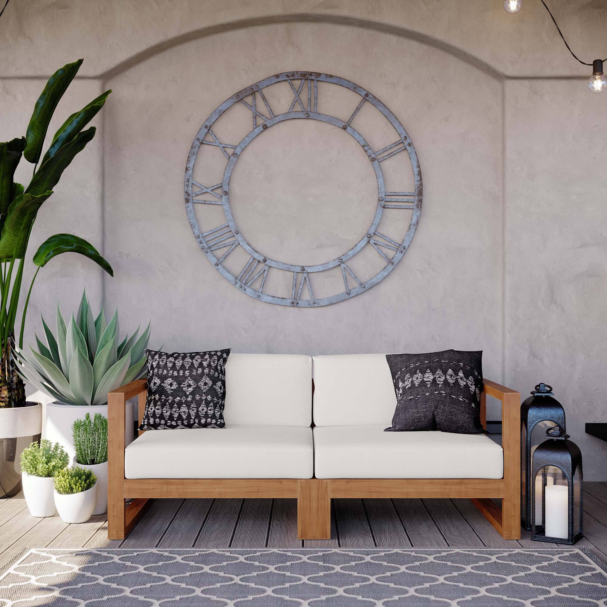 Alt View 6. Modway - Upland 2-Piece Outdoor Patio Teak Wood Sectional Sofa Loveseat by Modway - Natural White.