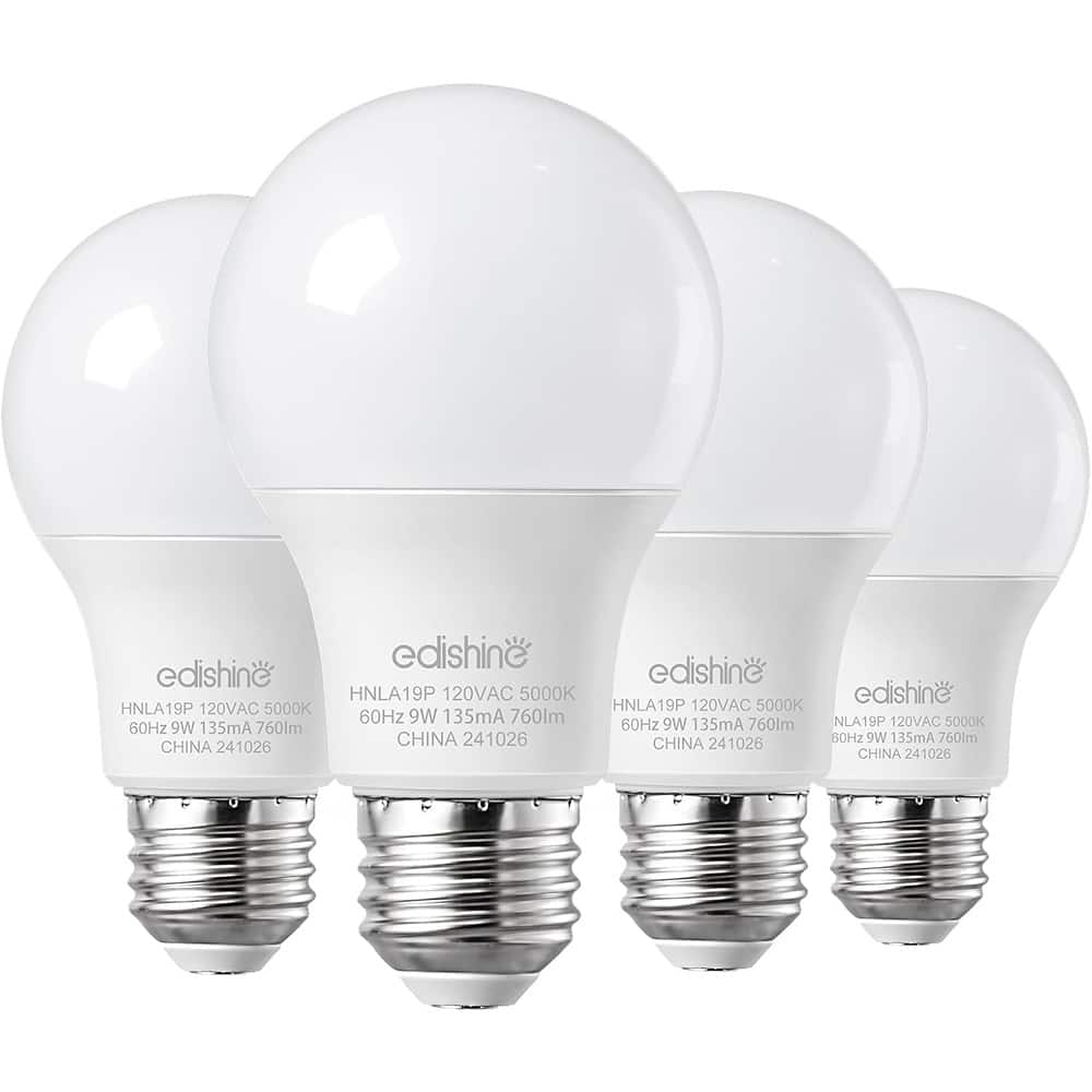 Schertz - A19 LED Bulbs 60W Eq 5000K Daylight 760LM 9W Non-Dimmable E26 (4-Pack)