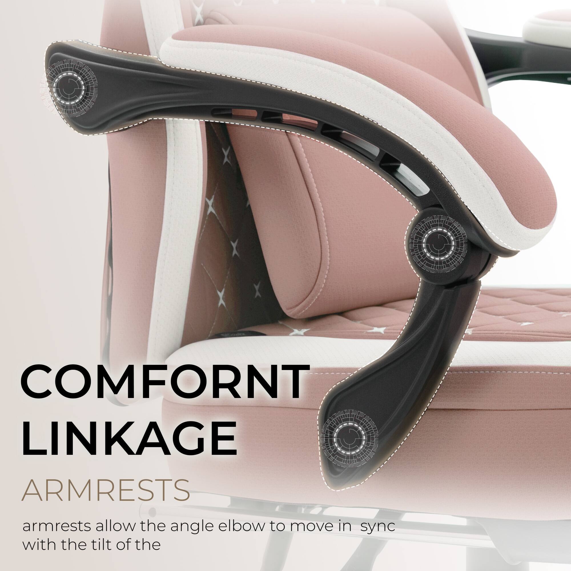 COMFORT LINKAGE  
ARMRESTS  
armrests allow the angle elbow to move in sync with the tilt of the