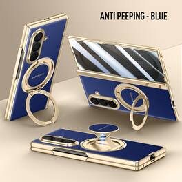 Dteck - Shockproof Case for Samsung Galaxy Z Fold8 Ultra with 2-in-1 Stand, Hard PC Magnetic Cover Built-in Privacy Screen Film - Blue