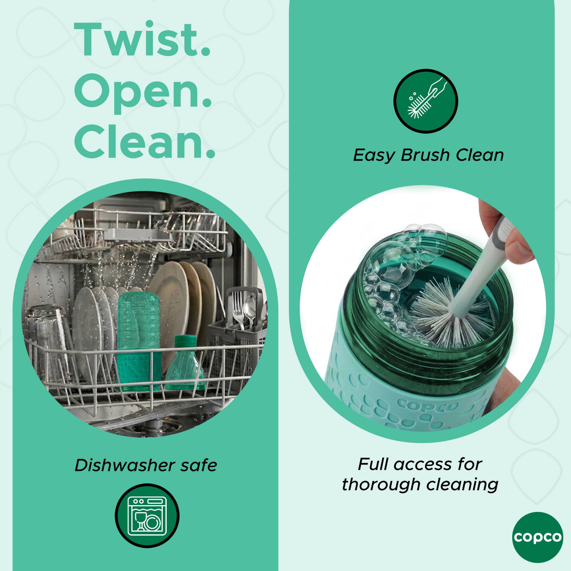 Twist. Open. Clean.

Easy Brush Clean

Dishwasher safe

Full access for thorough cleaning

copco