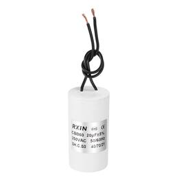Unique Bargains - 20uF CBB60 Running Capacitor, AC 250V Cylinder 2 Wire for Air Conditioner, Compressor, Washing Machine - White