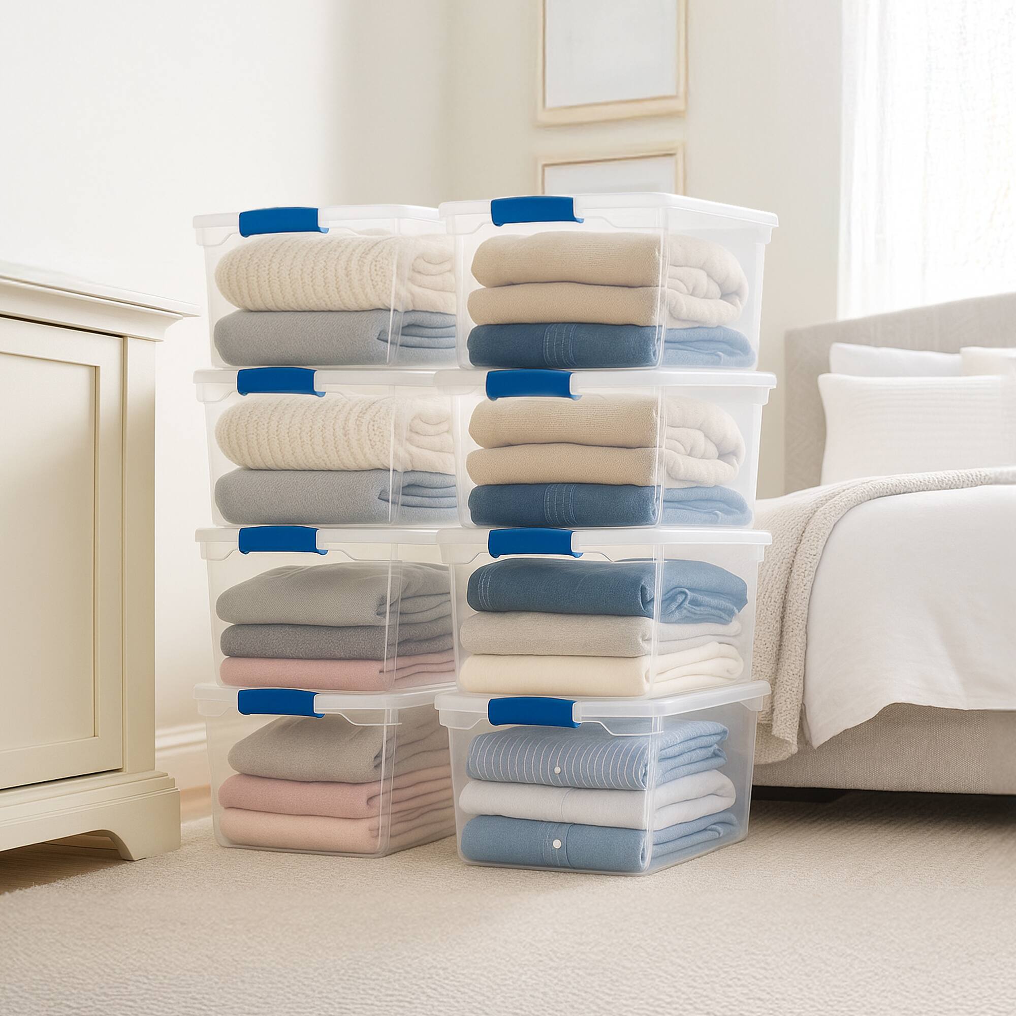 Alt View 6. Homz - Homz 66 Quart Heavy Duty Modular Stackable Storage Containers, Clear, 8 Pack - Clear.